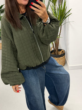 Lightweight Quilted Bomber - Khaki