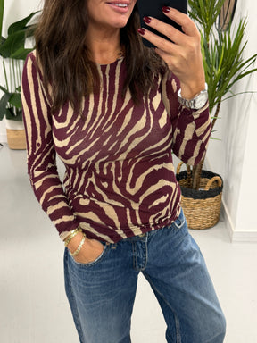 The Cashmere Blend Mesh - Wine/Cream Zebra  (Size 8-14)