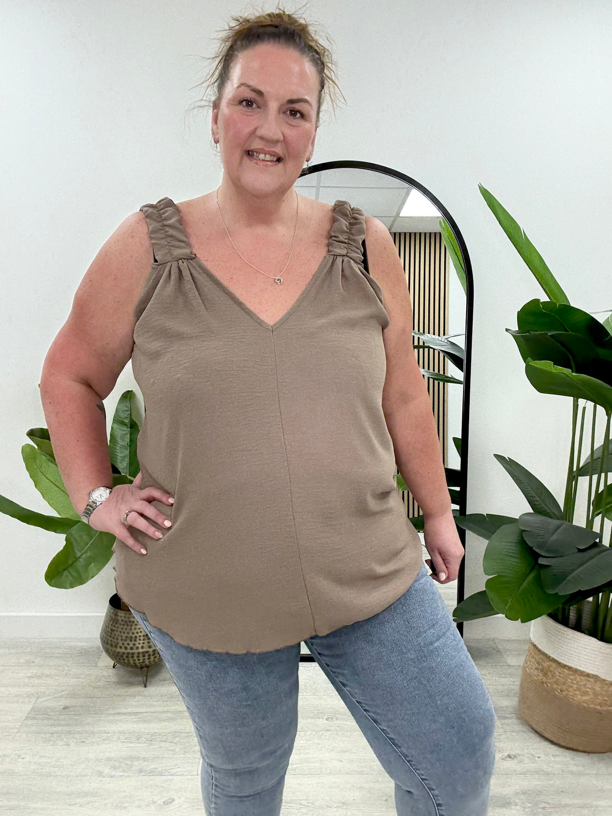 Ruched Vest - Mocha
