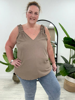 Ruched Vest - Mocha