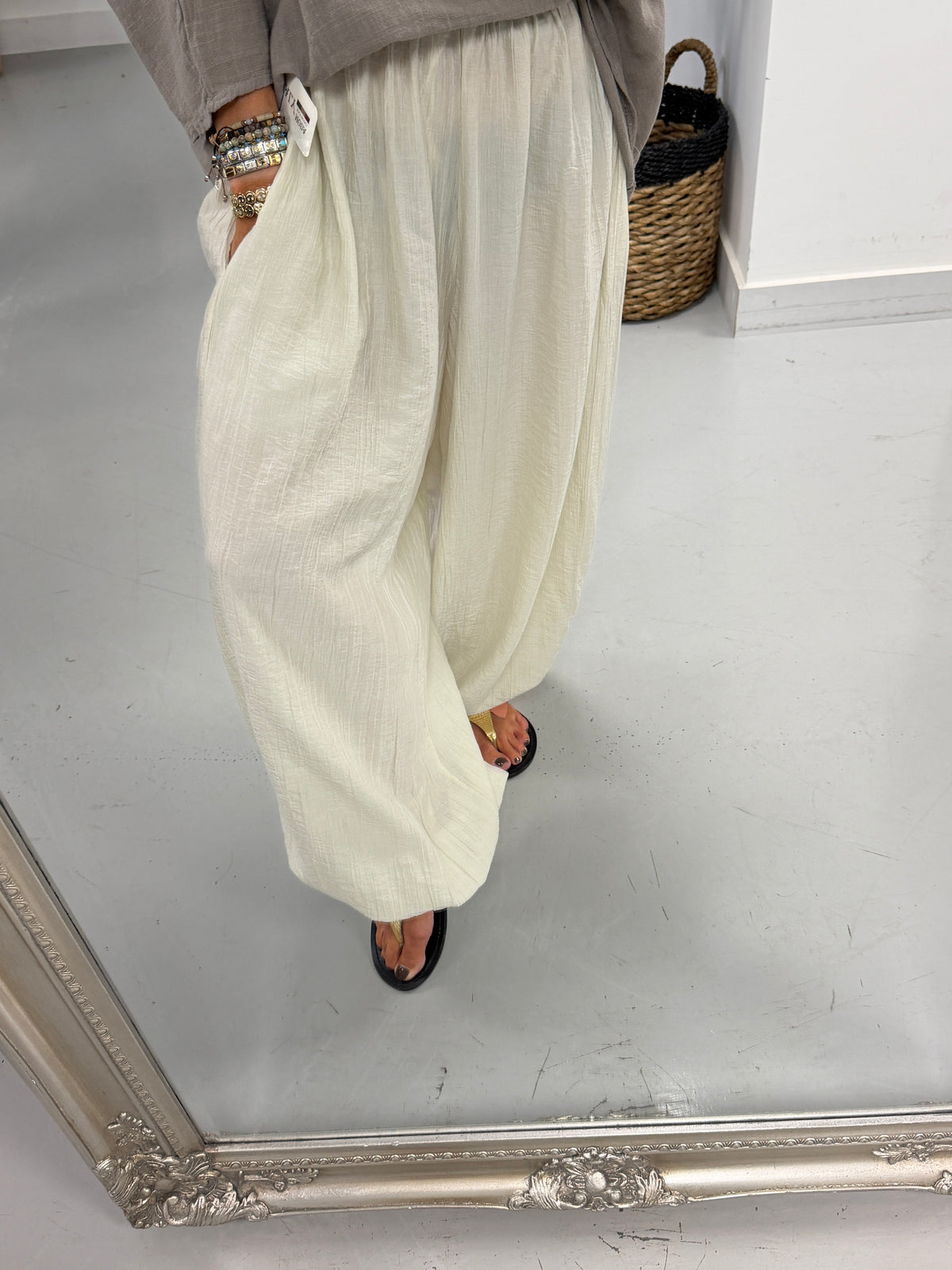 The OG TicToc Crinkle Balloon Trousers - Buttercream