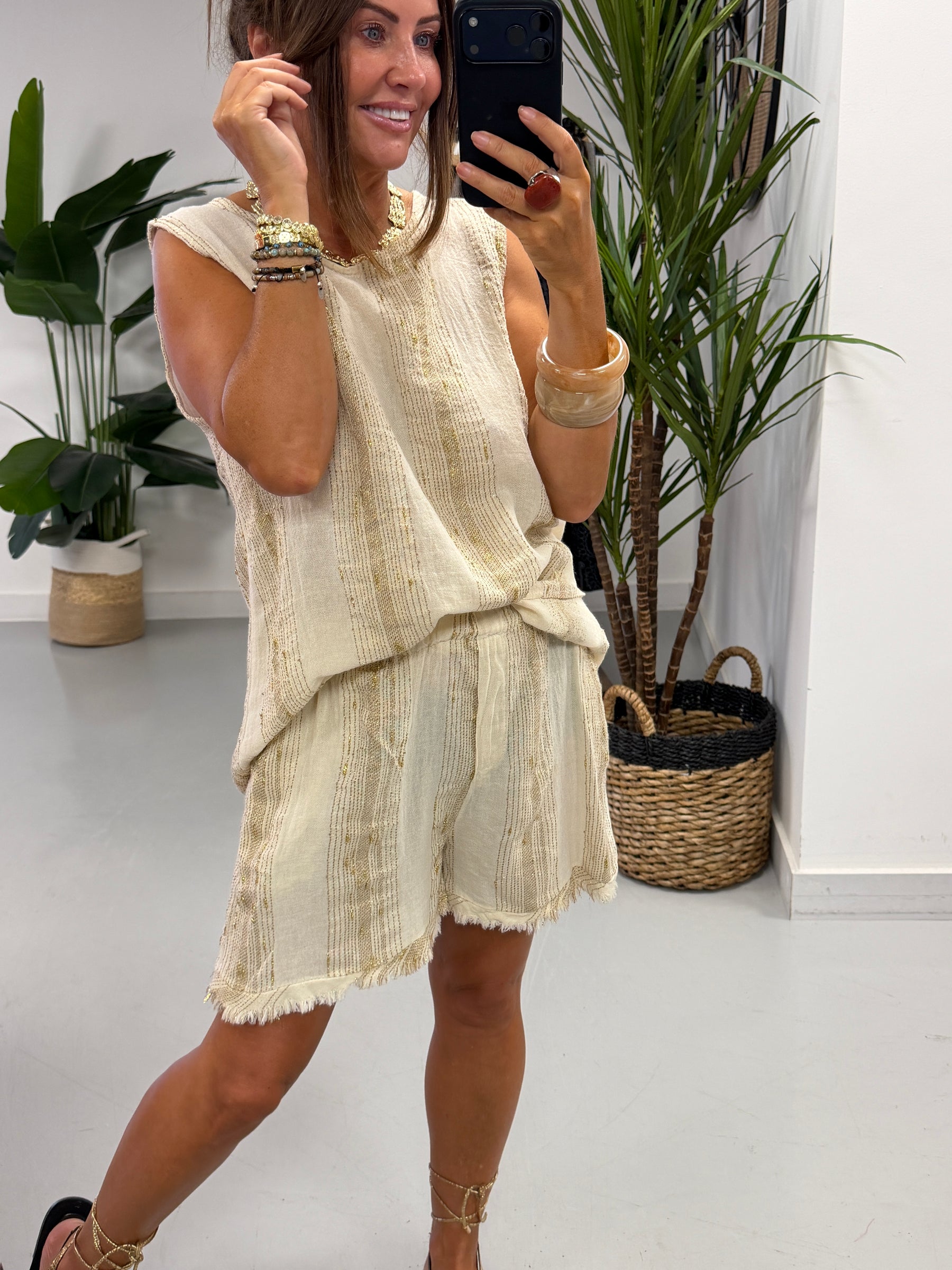 Golden Sands Frayed Shorts - Stone