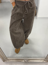 Cord Drawstring Barrel Trousers - Taupe (Size 10-14)