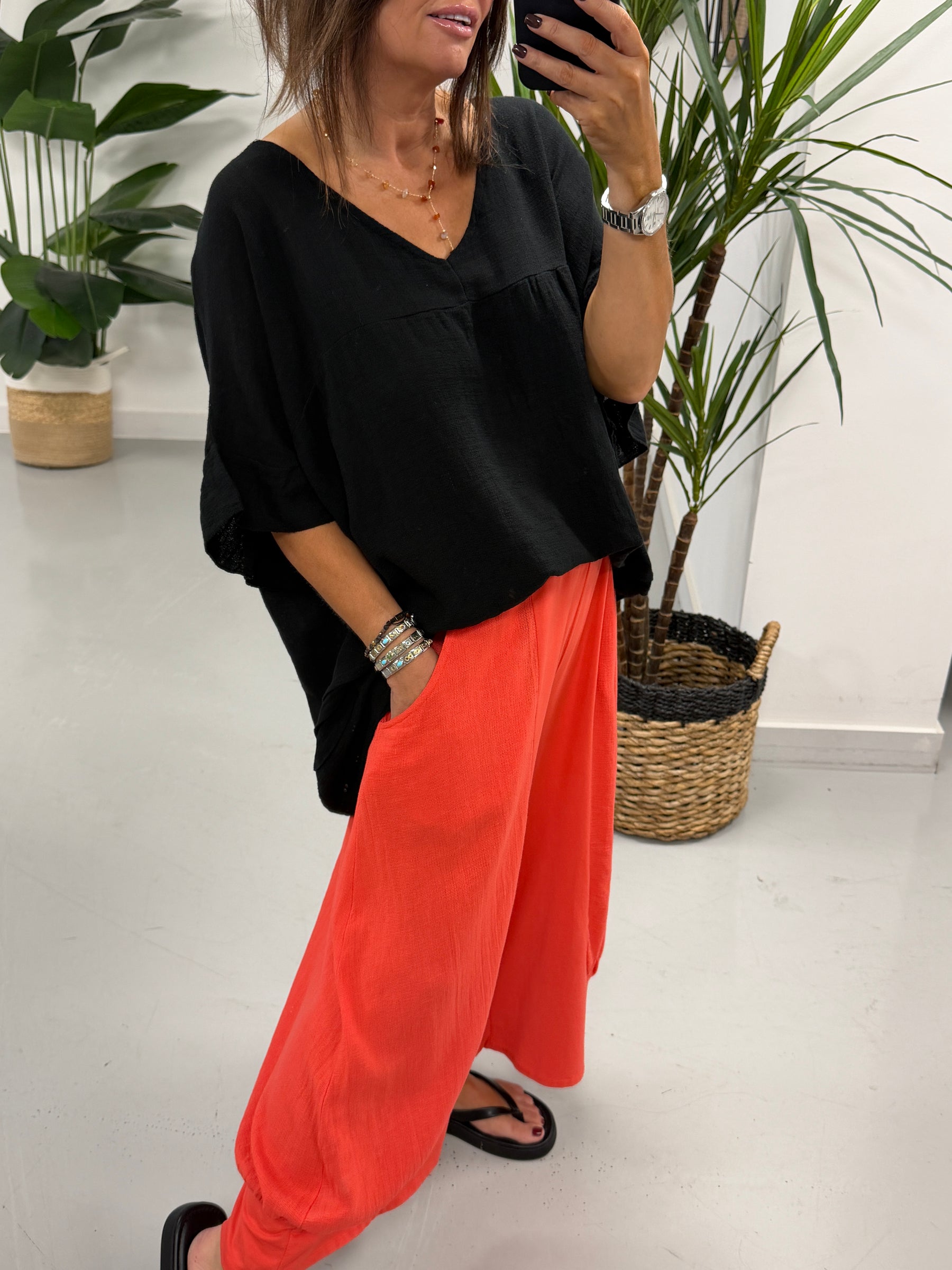 Sahara Cropped Pants - Coral