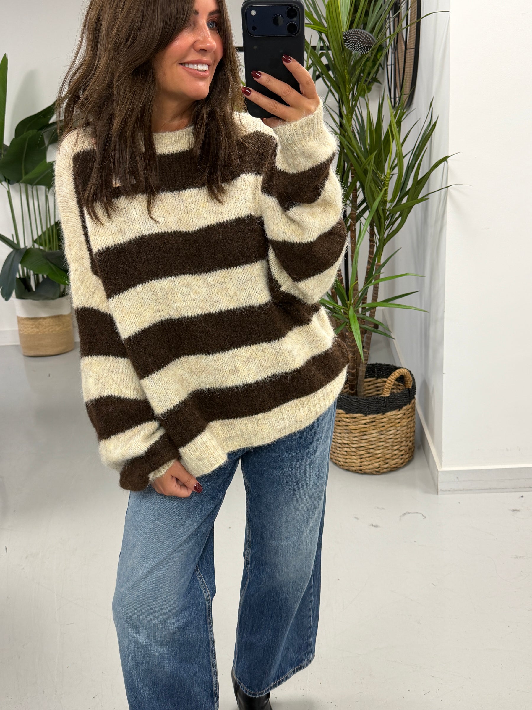 The Buxton Stripy Knit - Chocolate/Cream (Size 8-16)