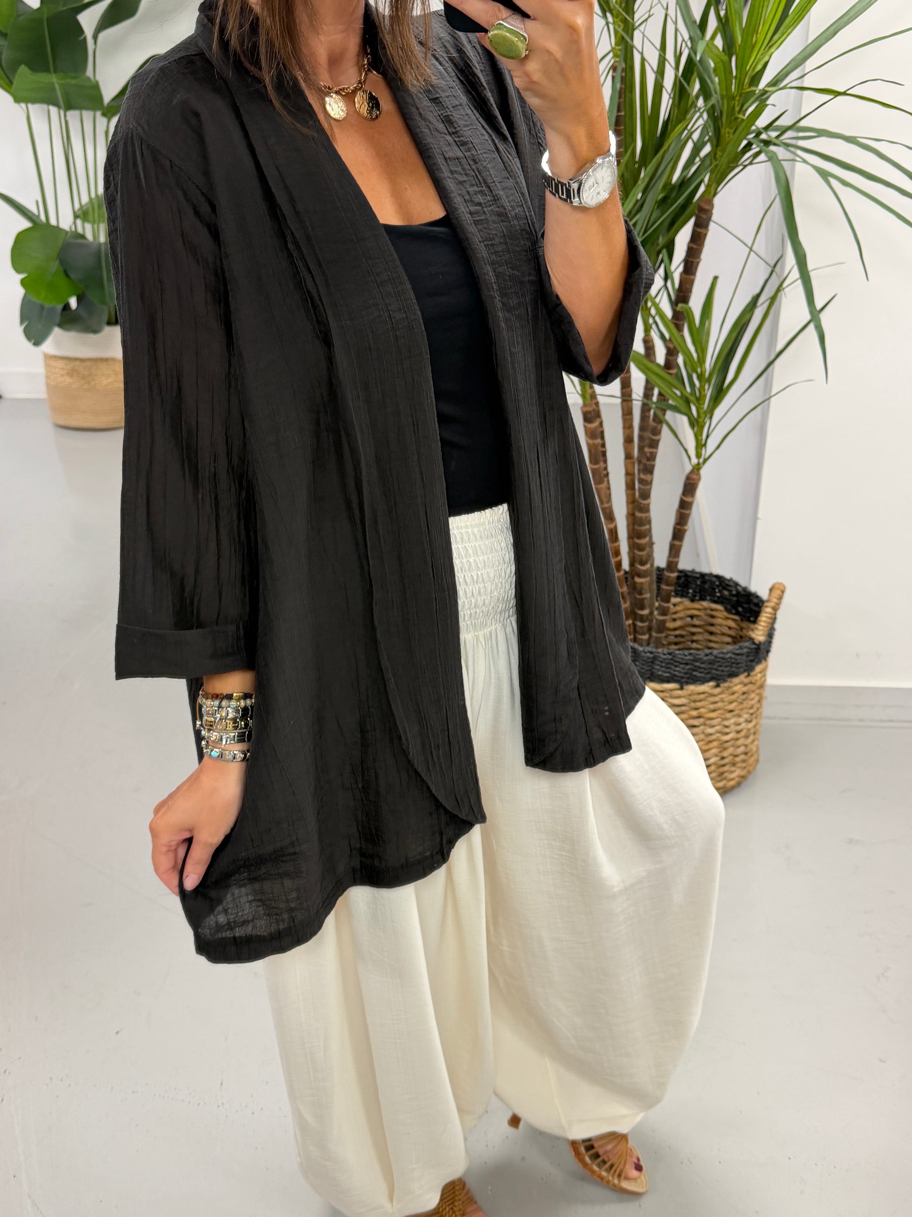 Crinkle Blazer - Black
