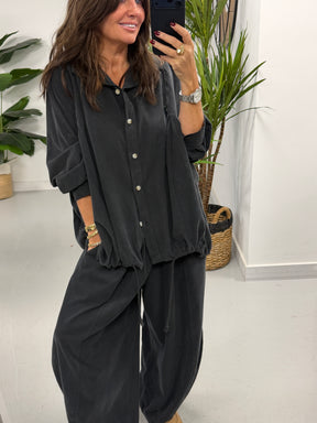 The Needlecord Shirt - Charcoal (size 12-18)