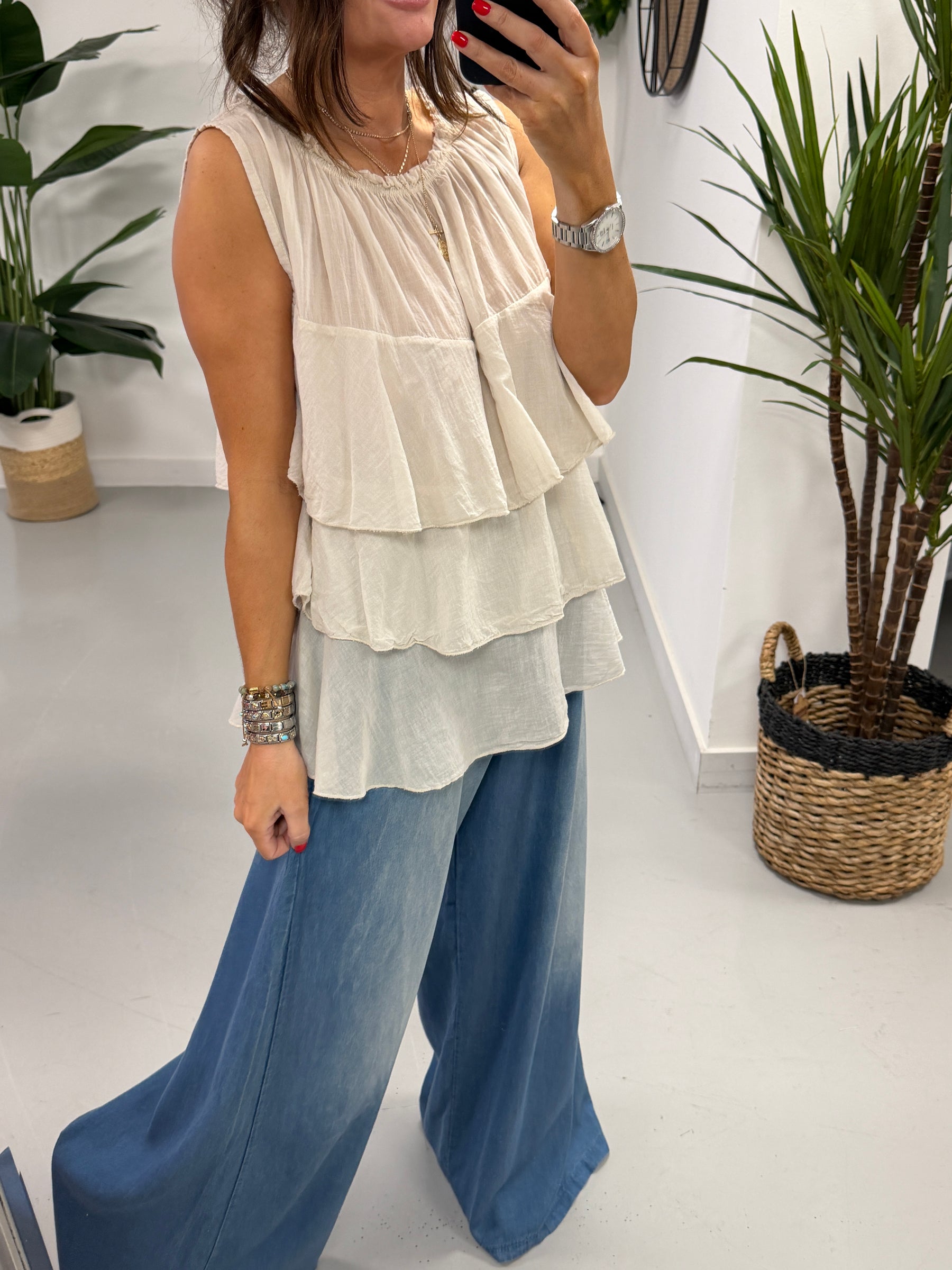 The Rio Ruffle Top - Stone