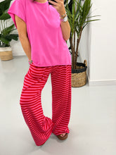 The Striped Wide Leg Jersey Jogger - Red/Pink