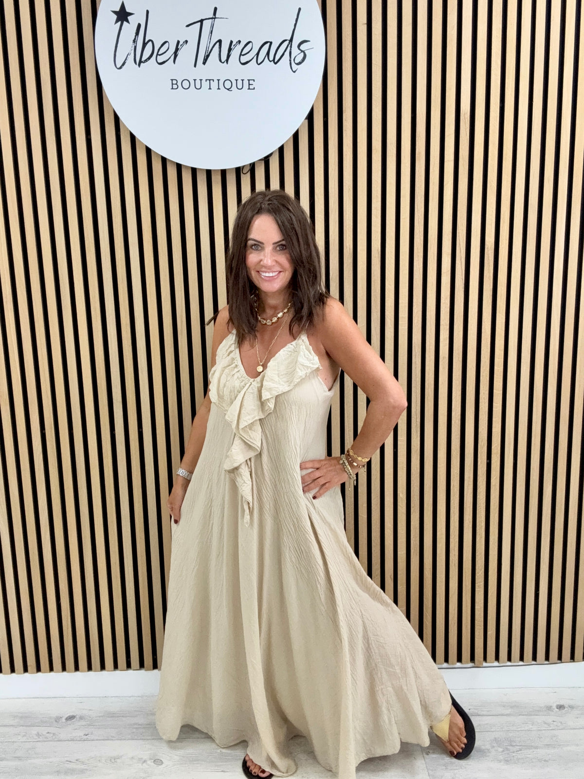 Serenity Ruffle Dress - Cream
