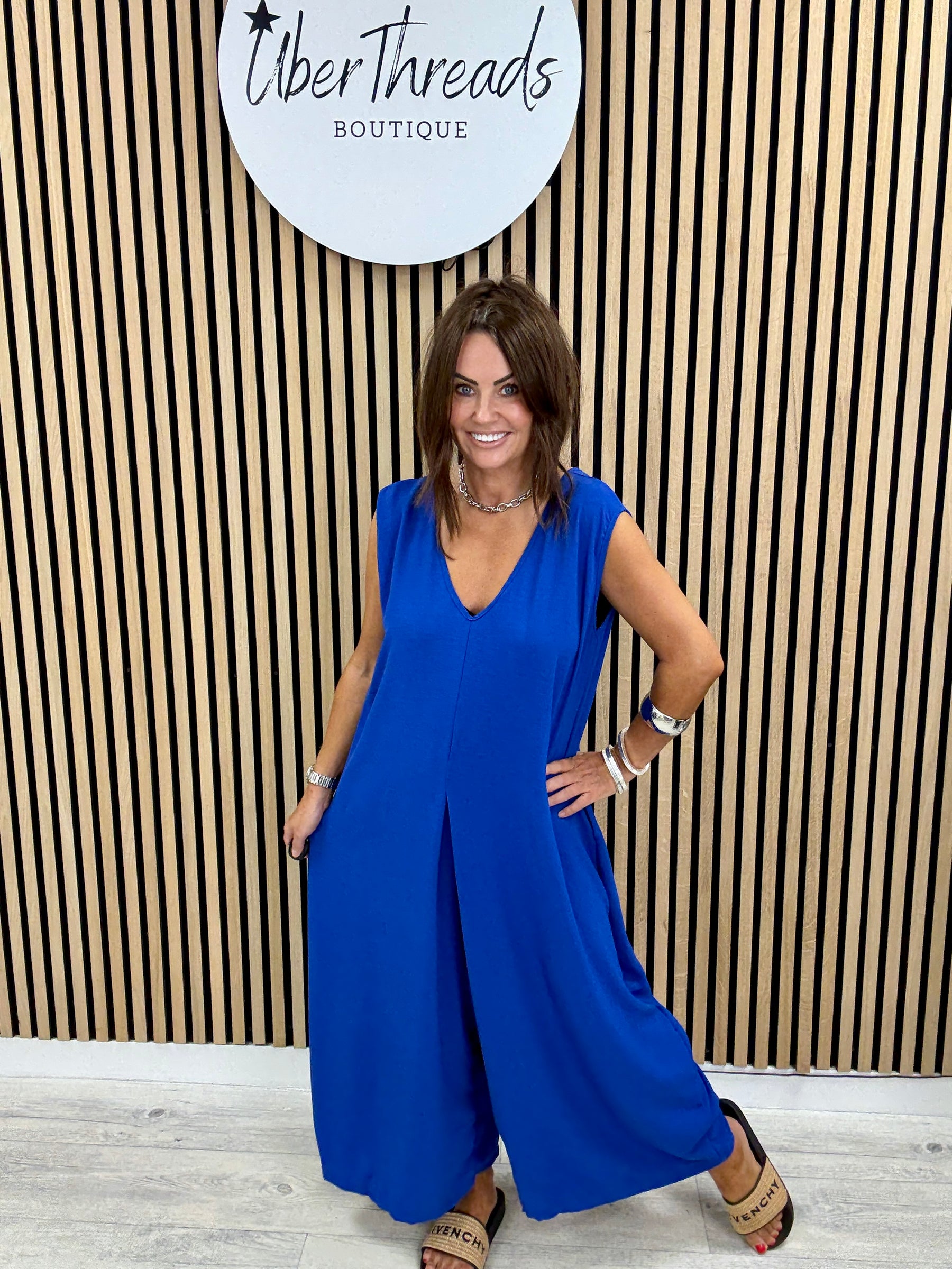The Tamzin Crop Leg Jumpsuit - Royal Blue