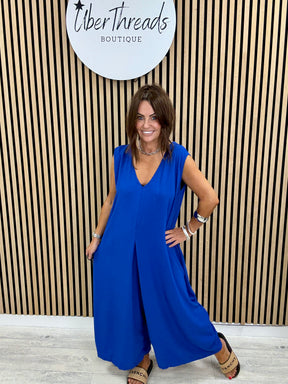 The Tamzin Crop Leg Jumpsuit - Royal Blue