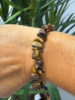 Stone Elasticated Bracelet- Chocolate