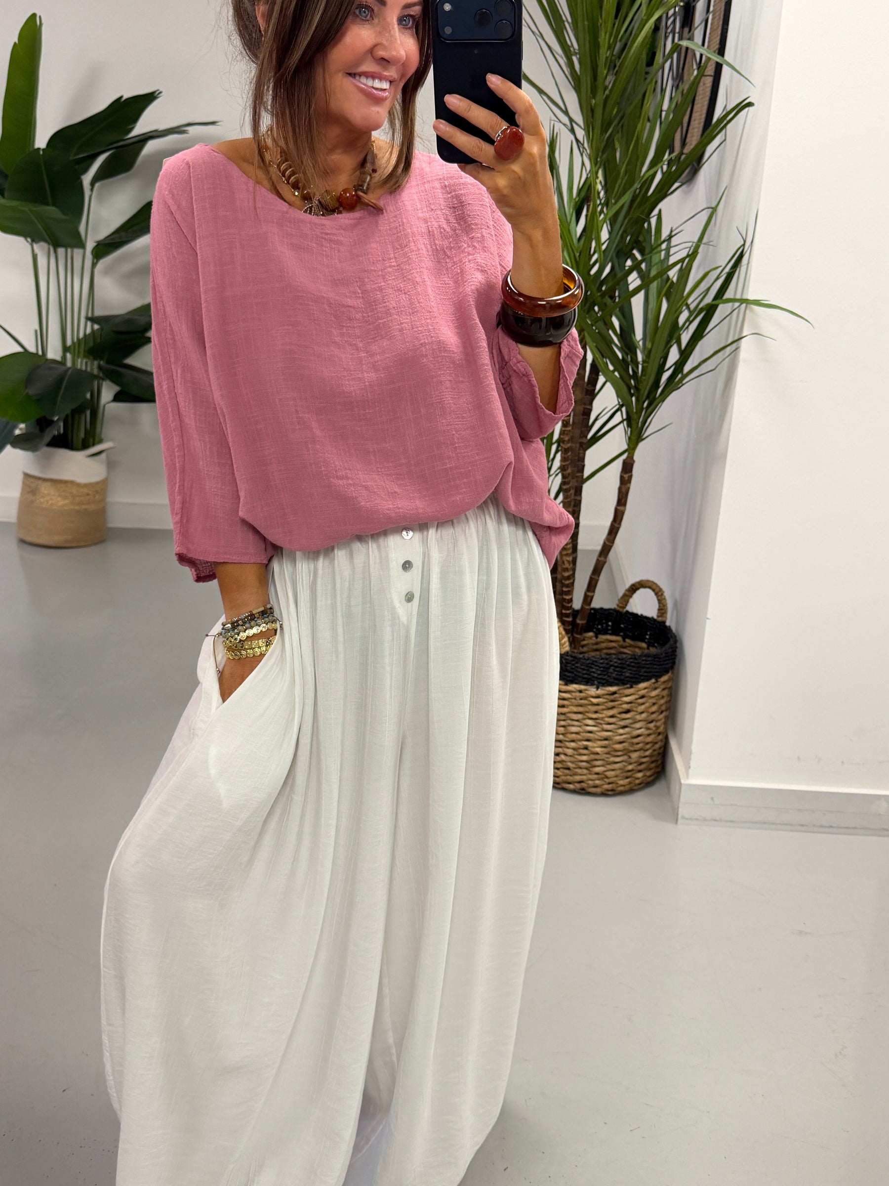 Basic Cotton Top -  Raspberry