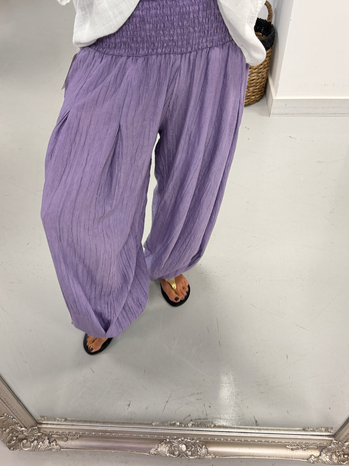The Shirred TicToc Crinkle Balloon Trouser - Heather