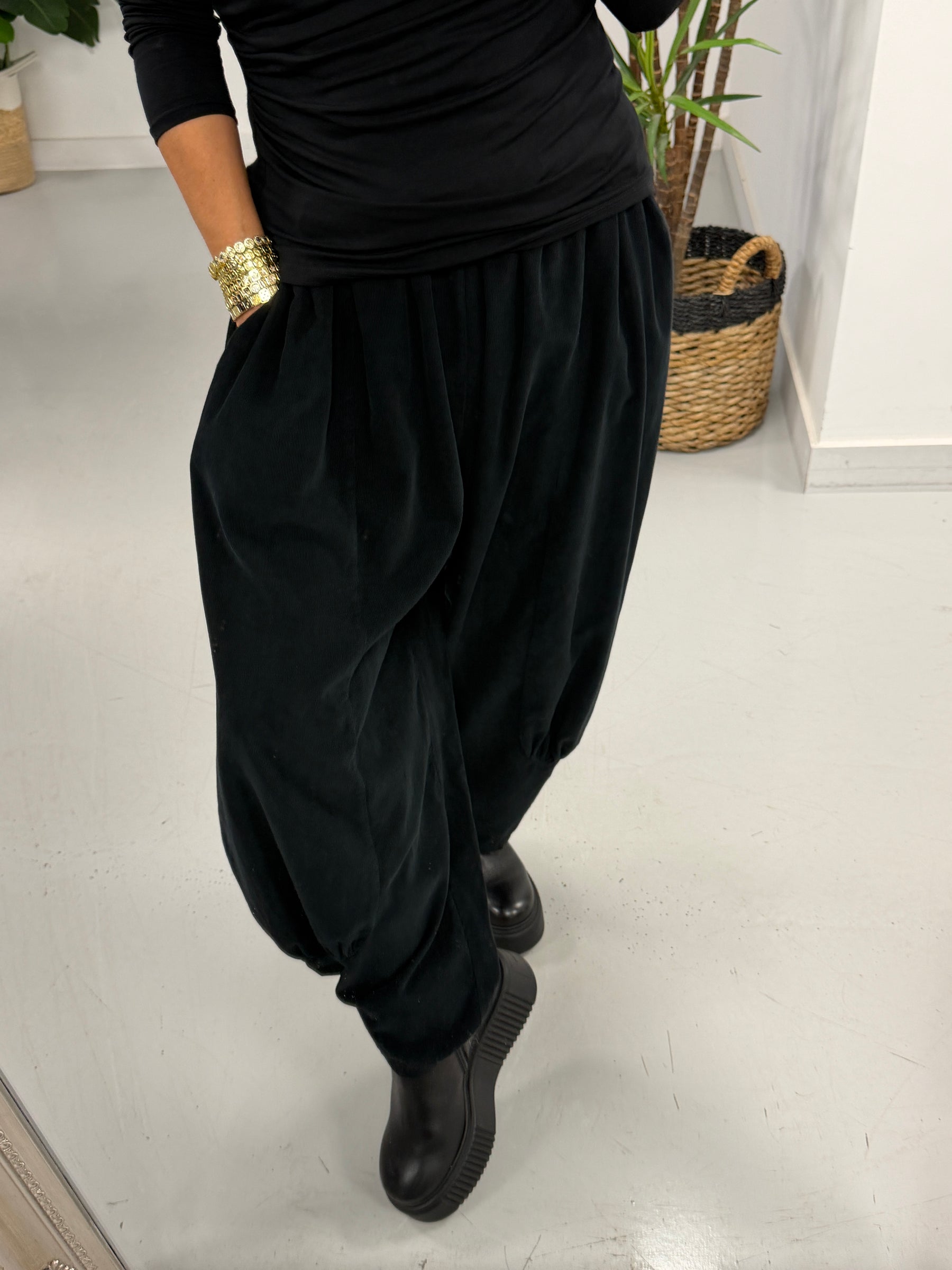The Orleans Needlecord Joggers - Black (Size 10-18)