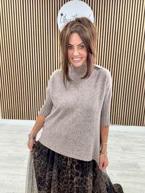 Crop Sleeve Knit - Mocha