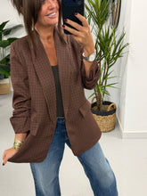 Ruched Sleeve Plaid Blazer - Chocolate (Std sizes)