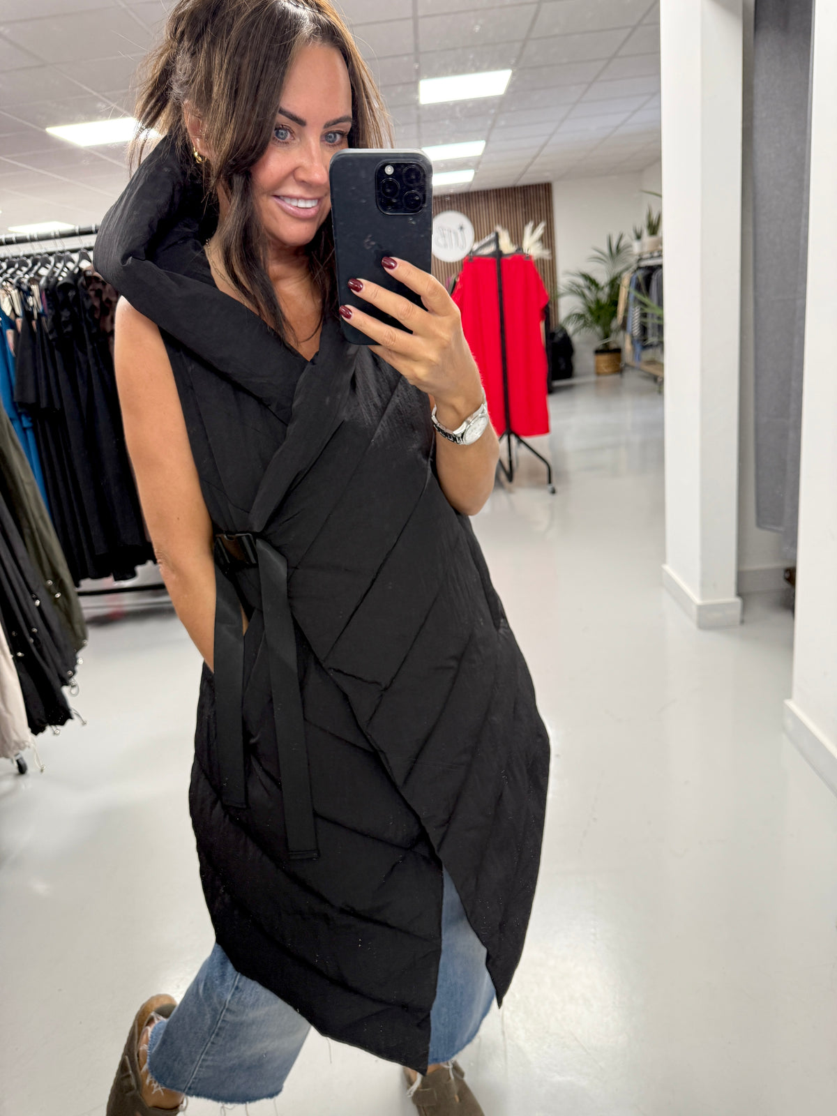 Fly Asymmetrical Hooded Giilet  - Black