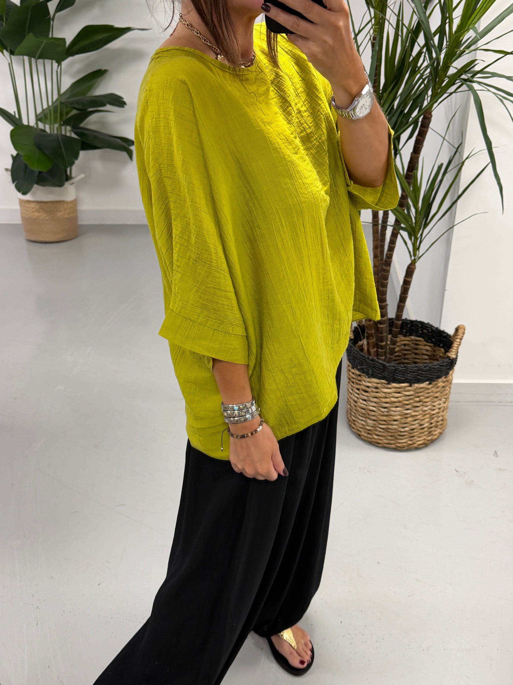 The Crinkle Boxy Tunic - Pistachio