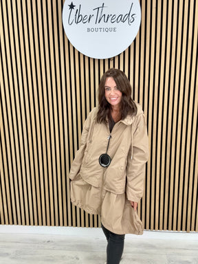 Fly Double Layer Hi Lo Jacket - Camel