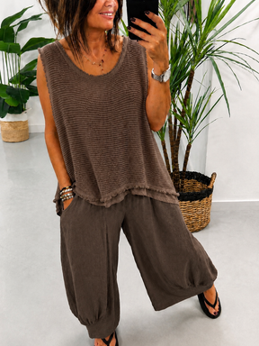 Distressed Mesh Tunic - Chocolate