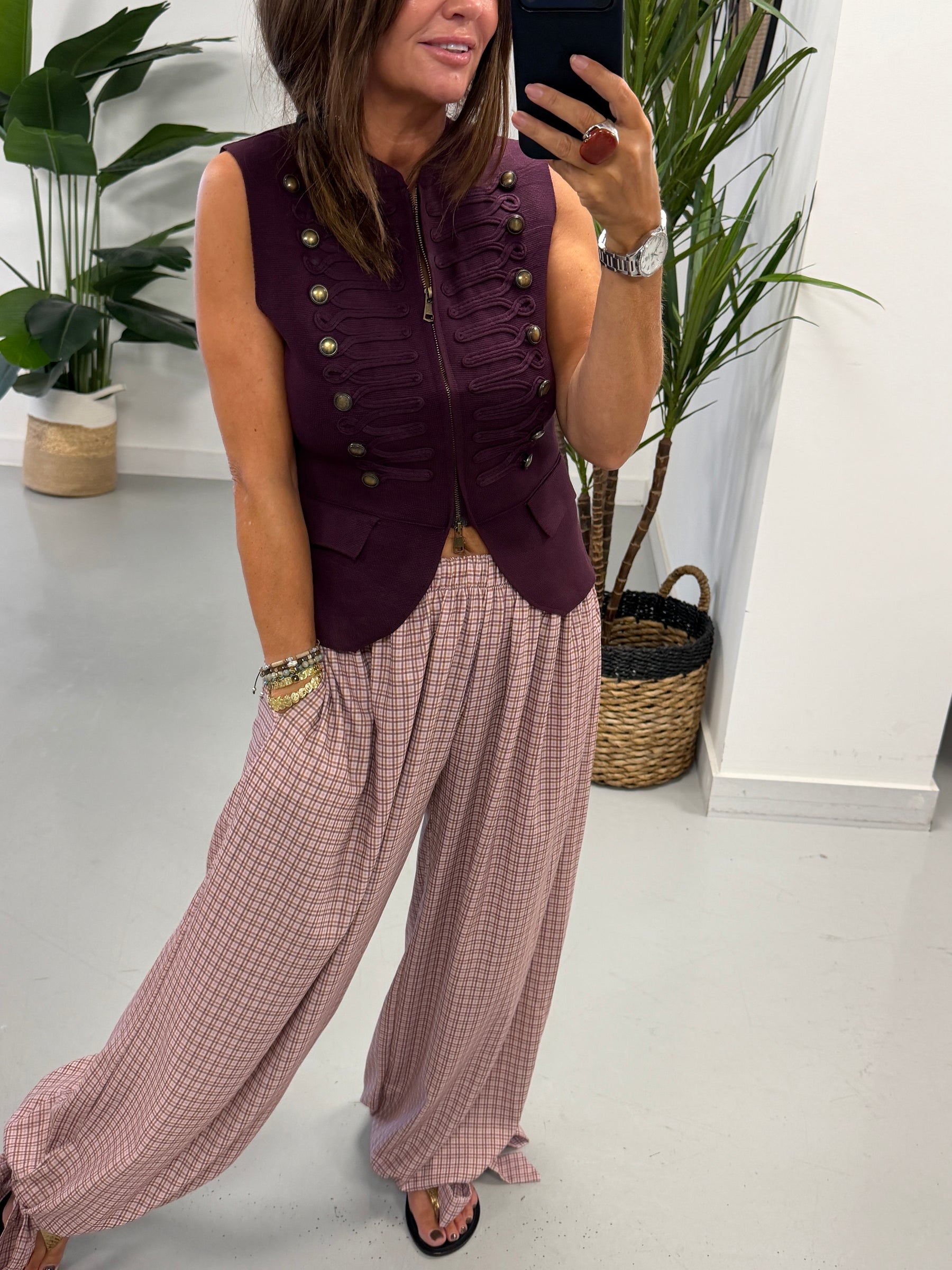 Knitted Waistcoat - Wine