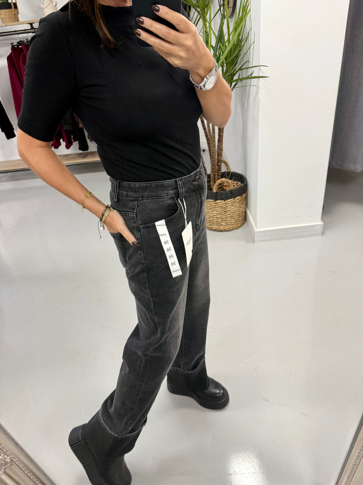 Redberry Turn up Jeans - Dark Grey