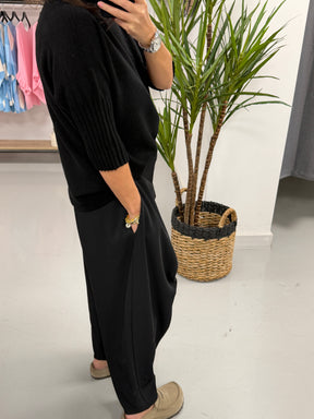 Button Wrap Trousers - Black