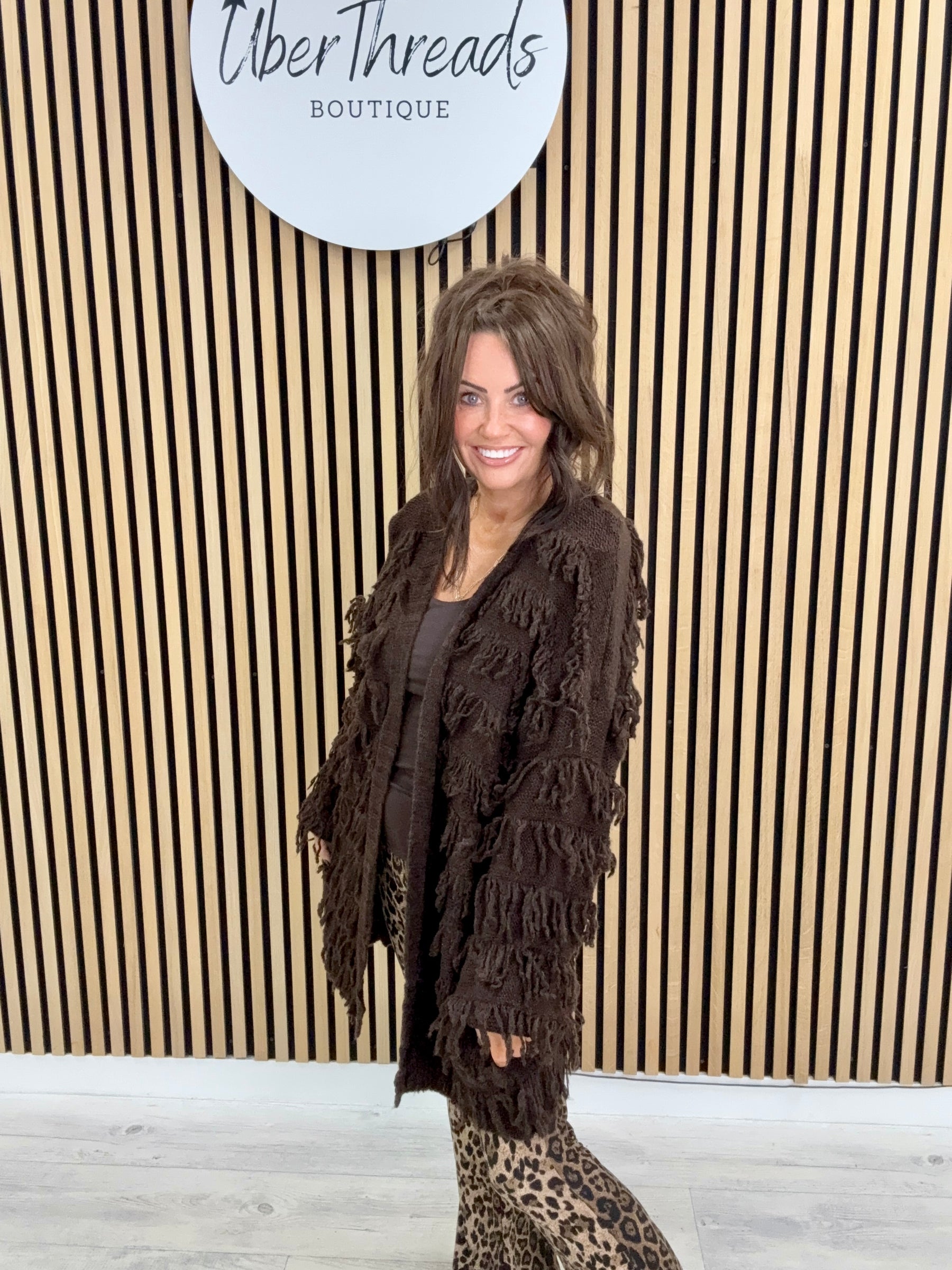 The Shaggy Longline Cardigan - Chocolate