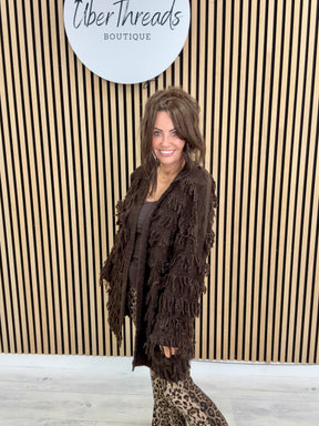 The Shaggy Longline Cardigan - Chocolate
