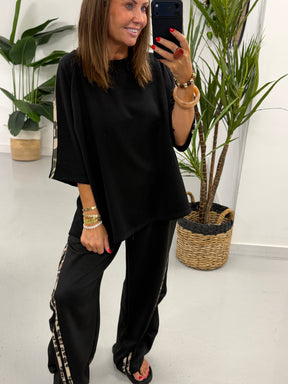 The Delux Jersey Camo Print Trim Tracksuit - Black