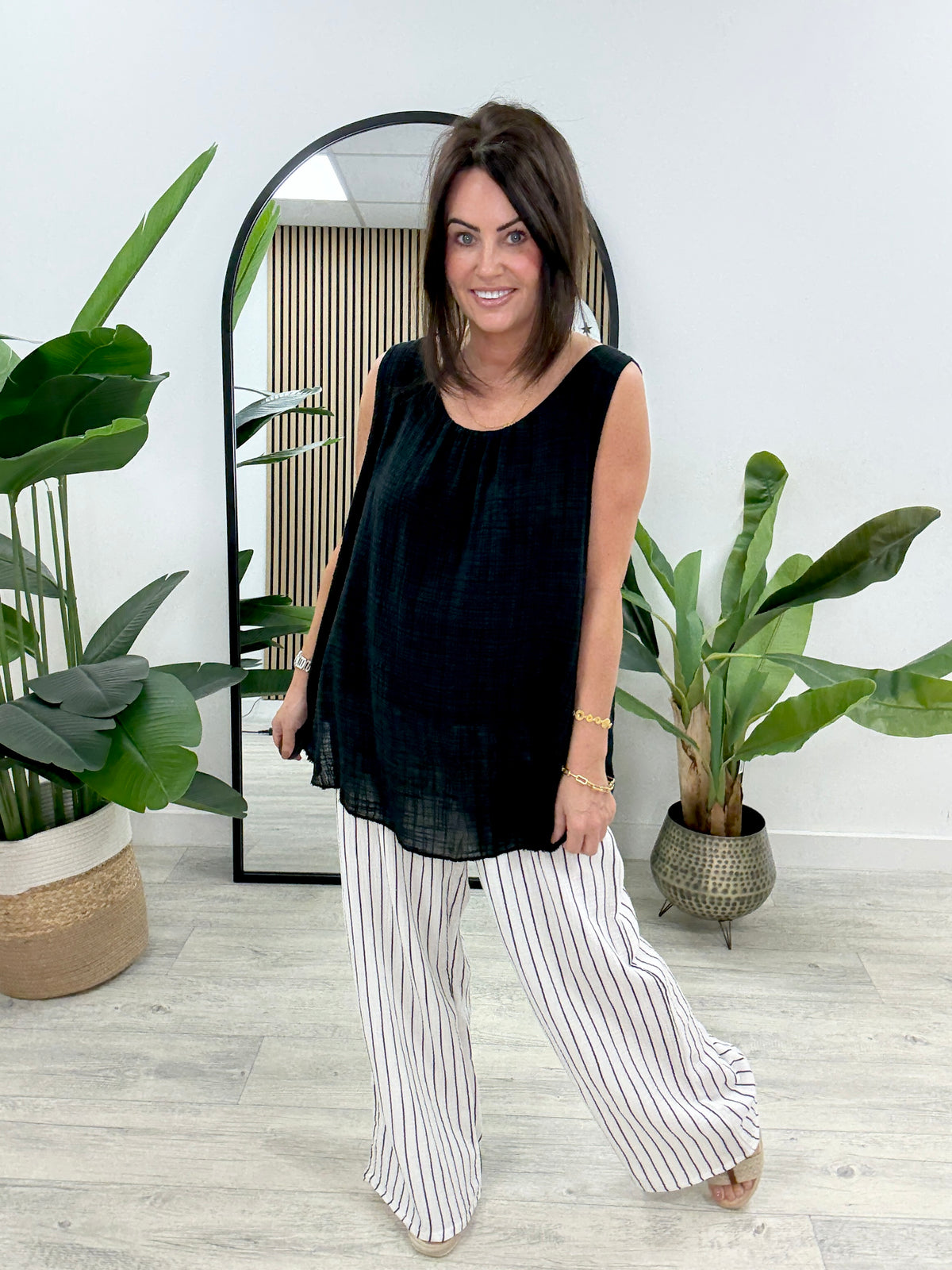 Valencia Stripy Trousers - Black Stripe