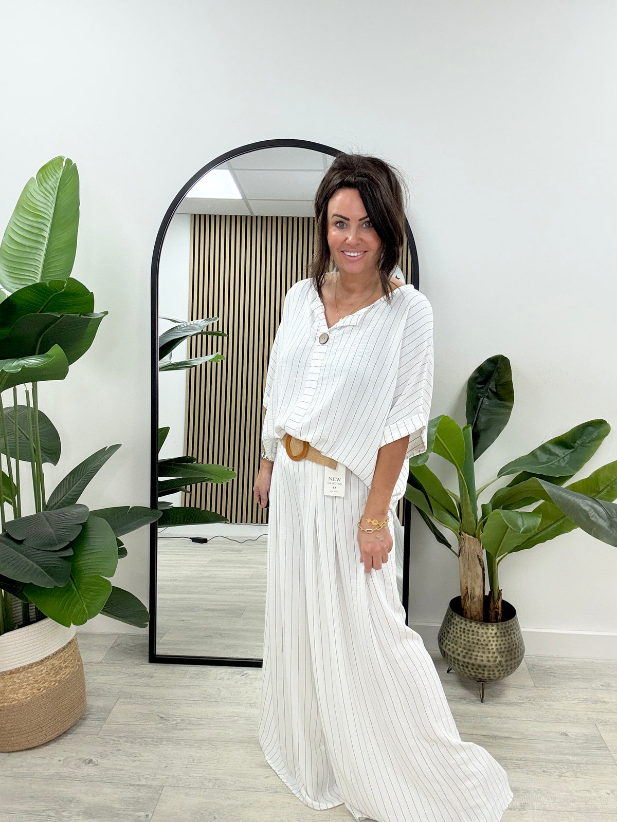 The Pinstripe Two Piece - White