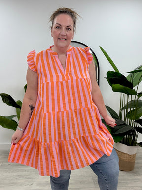 Valencia Tunic Dress - Baby Pink/Orange