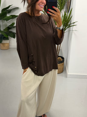 Military Slouch Top - Chocolate