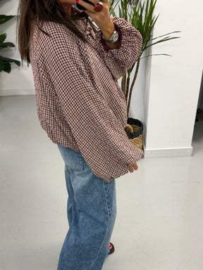 The Plaid Slouchy Bomber - Wine