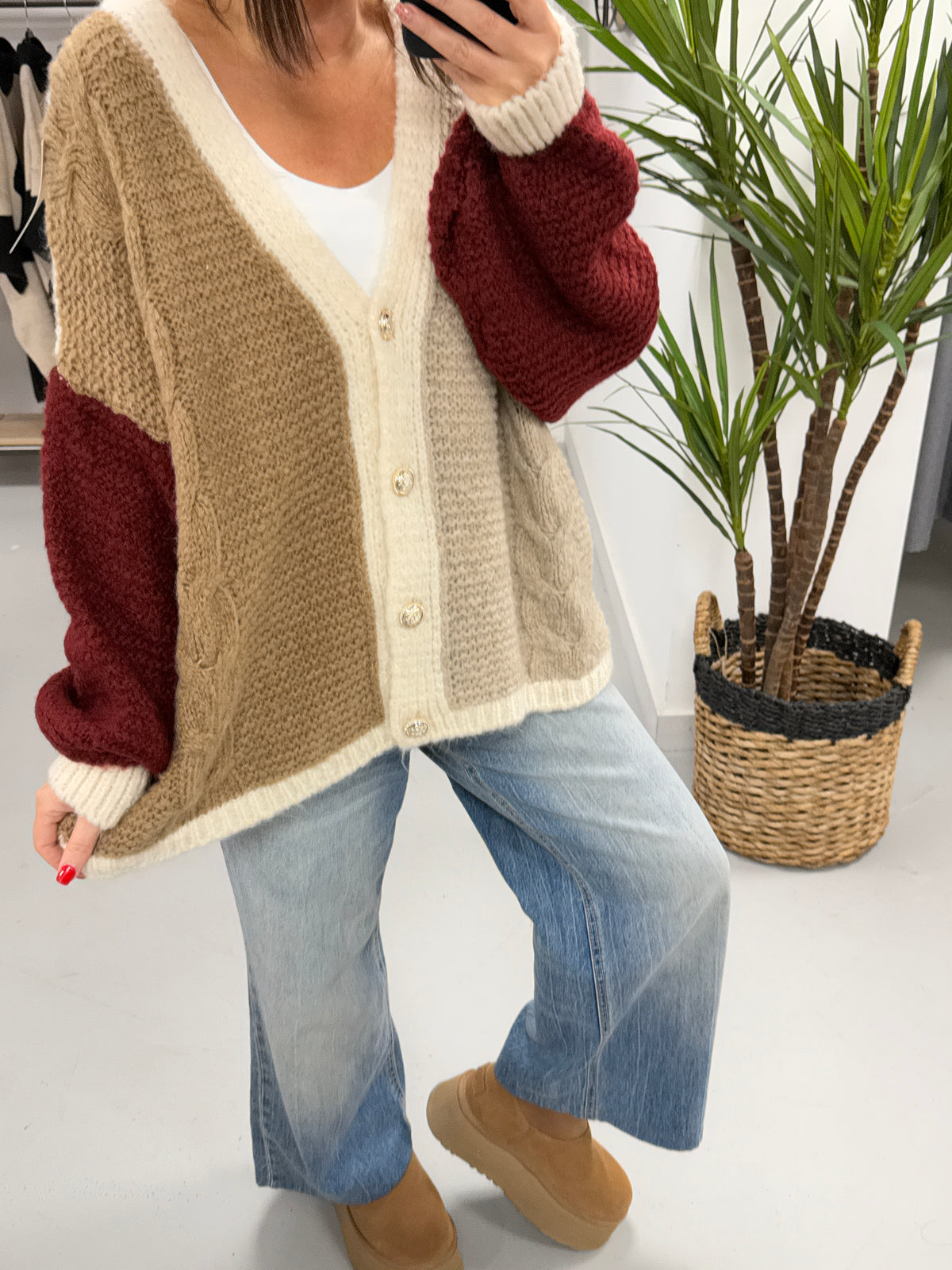 **SALE** The Multi Panel Cardigan - Beige/Camel