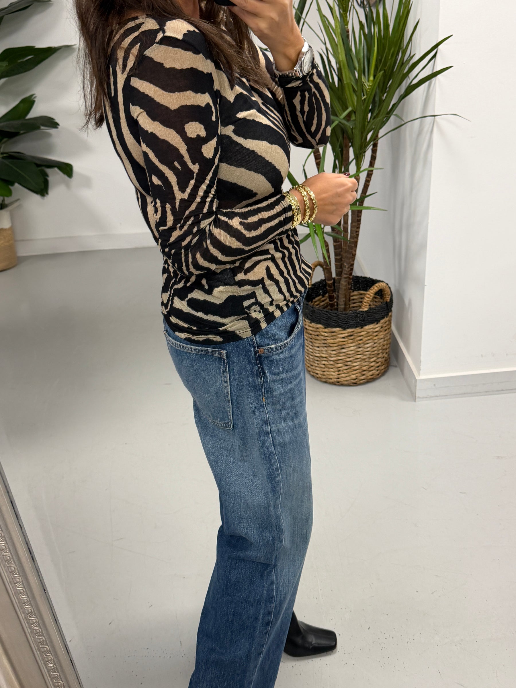 The Cashmere Blend Mesh - Black/Cream Zebra  (Size 8-14)