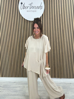 Lisbon Pleat Co-Ord - Classic Stone
