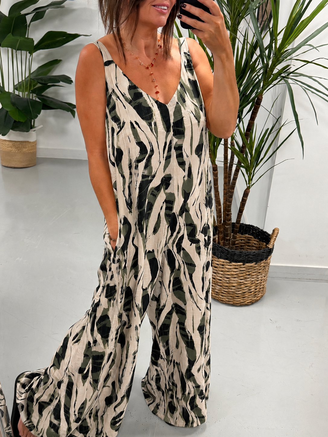 The Wavy Animal Jumpsuit - Khaki