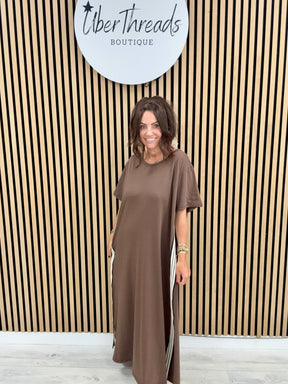 The Autumn Stripe Dress - Chocolate