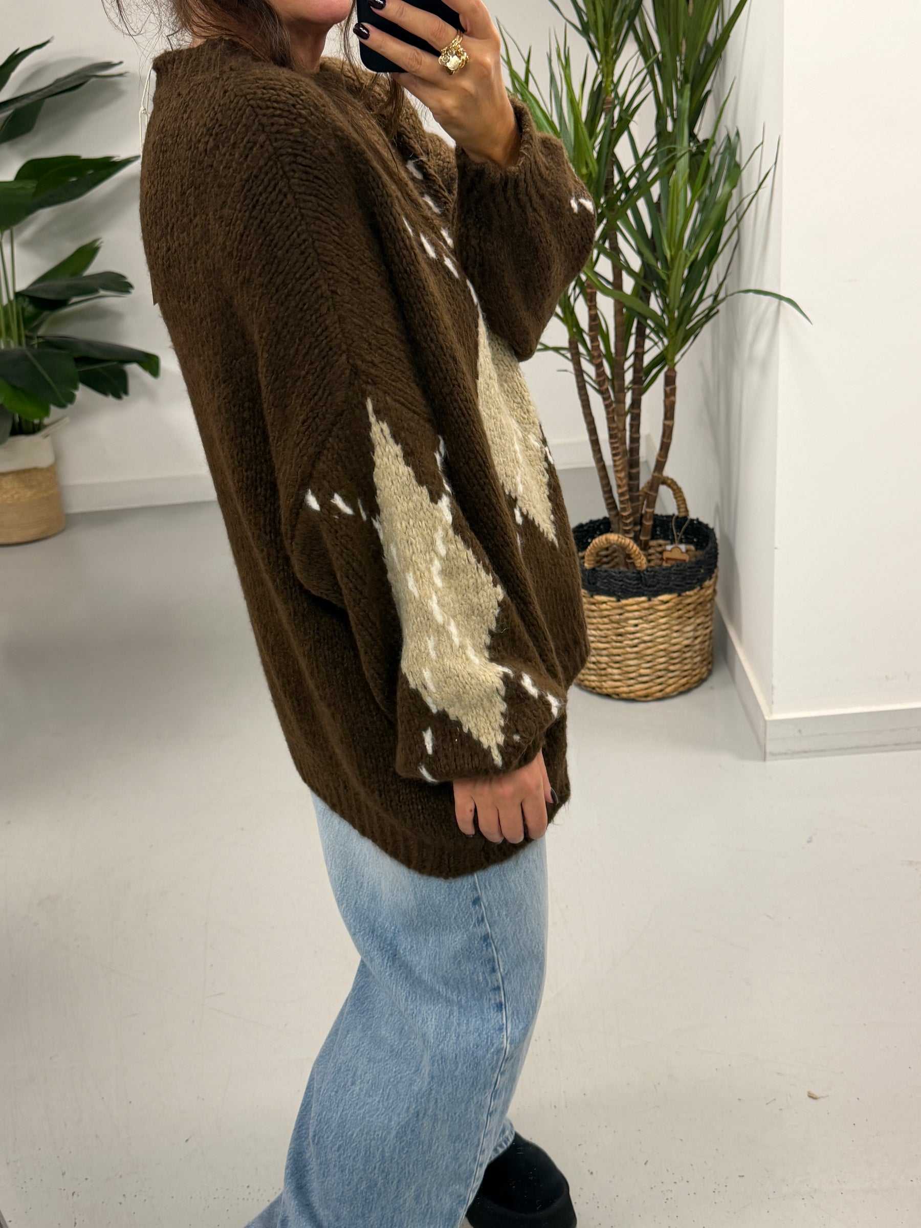 The Argyle Rustic Soft Knit - Chocolate (Size 10-18)