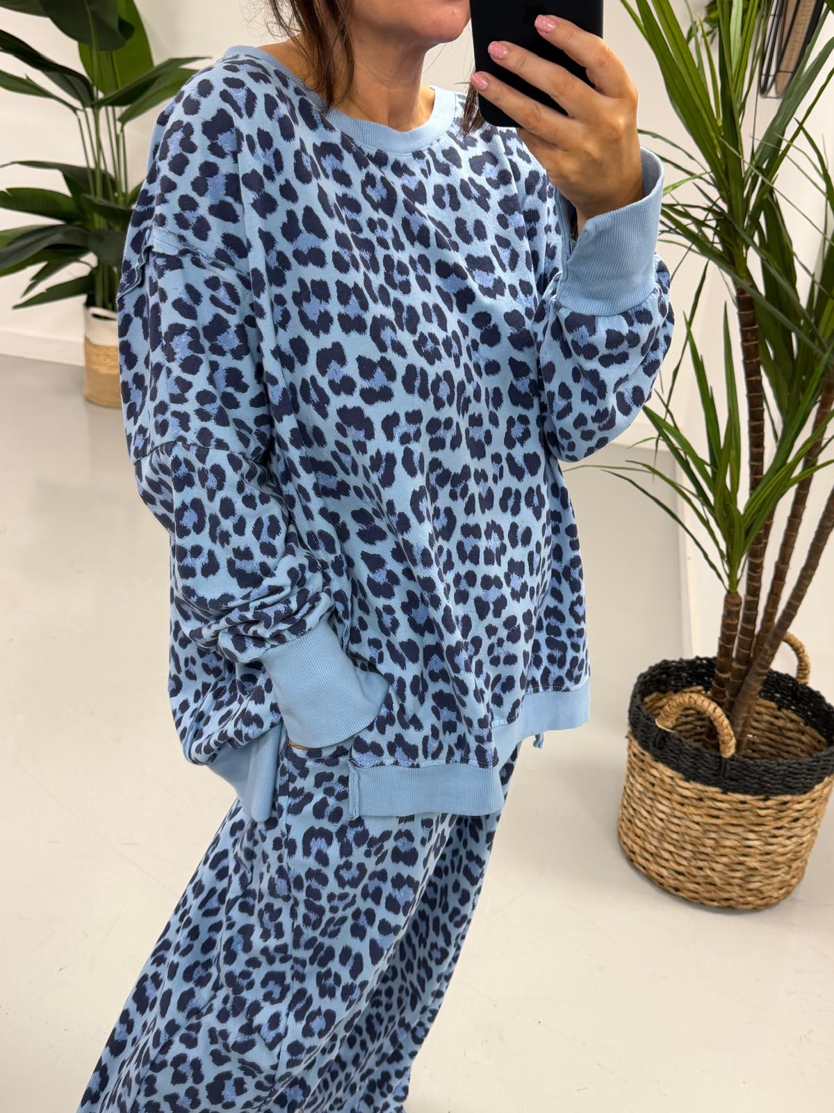 Animal Split Cuff Jersey - Blue