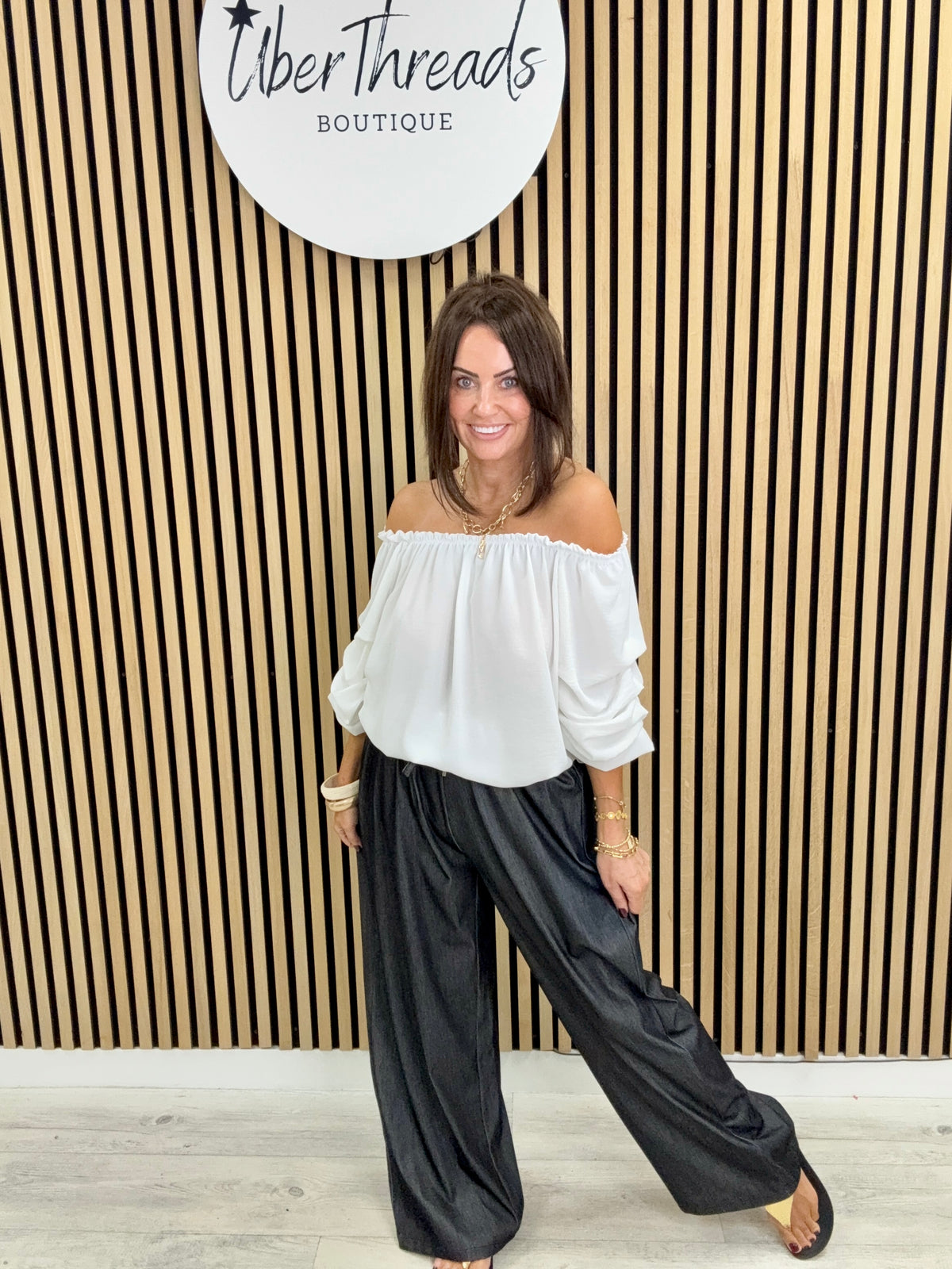 Wide Leg Jeans - Washed Black (sized)