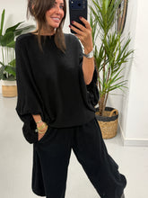 Bubble Sleeve Soft Knit - Black (Size 10-18)