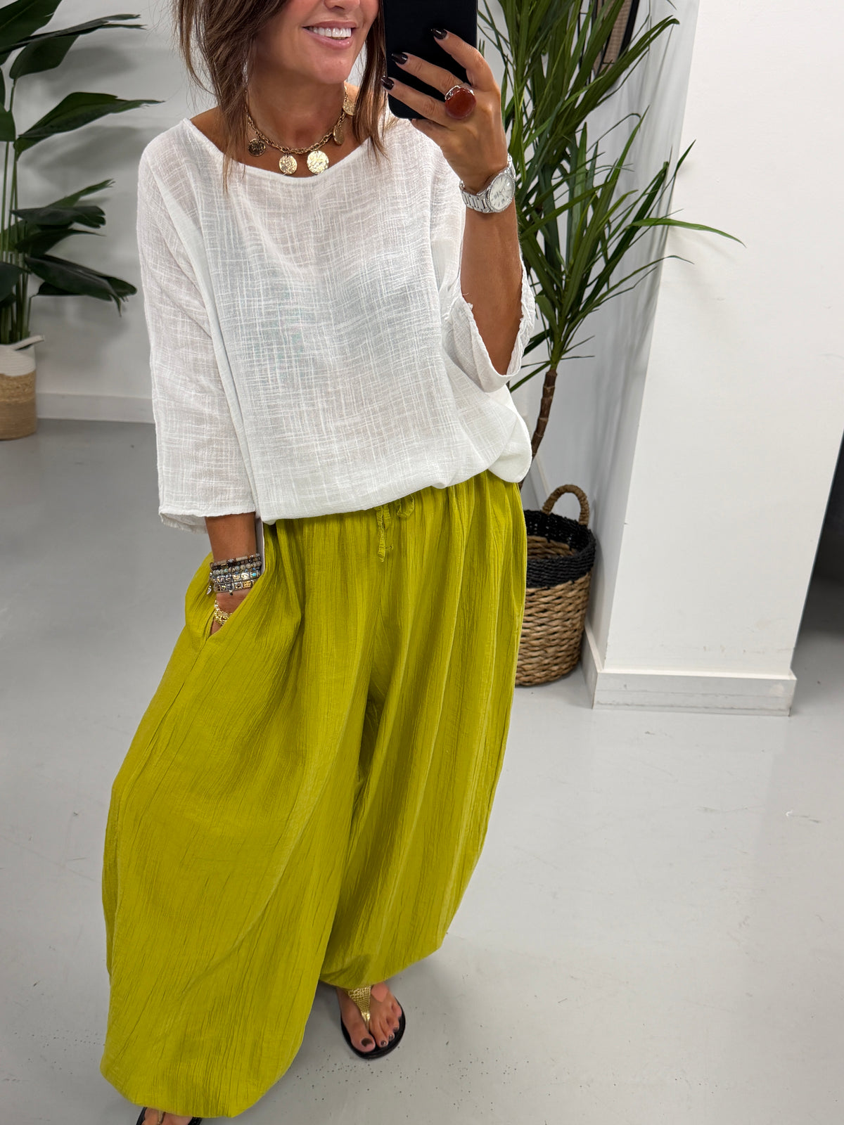 The OG TicToc Crinkle Balloon Trousers - Pistachio