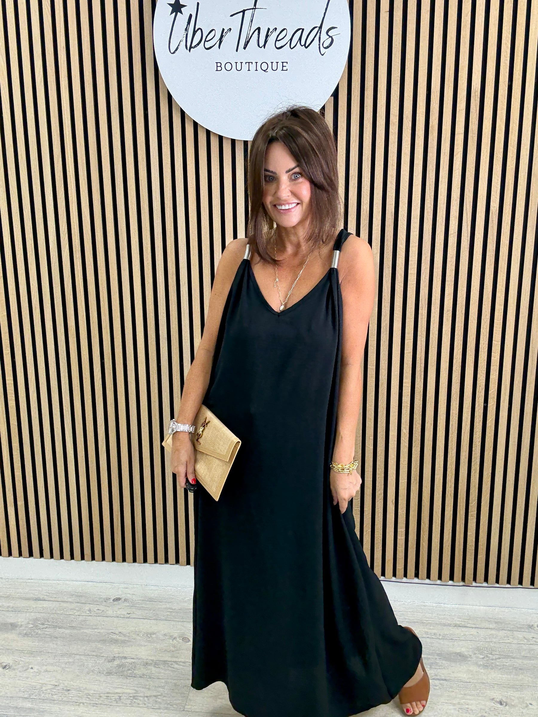 The Spring Shoulder Maxi - Black