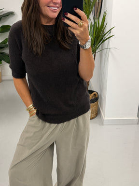 The Drift Crop Sleeve Knit - Chocolate (Size 10-14)