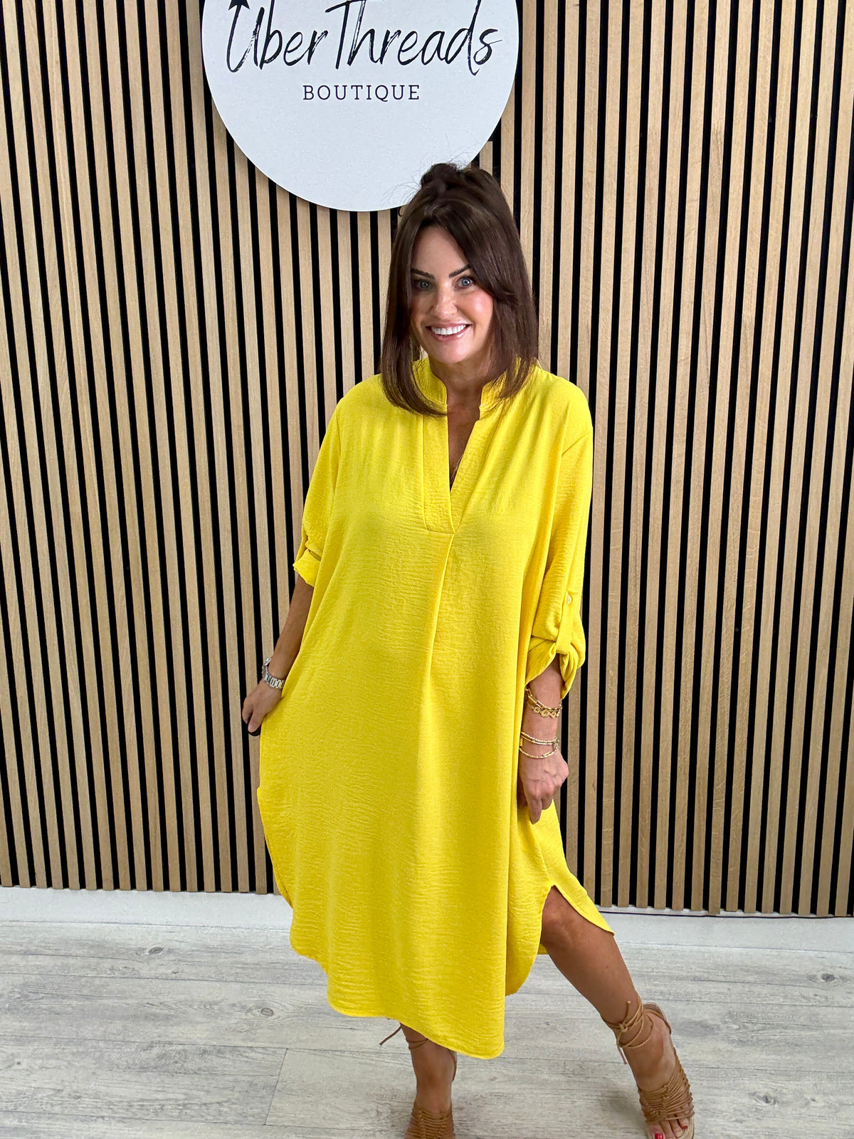 The Basic Button Sleeve - Yellow